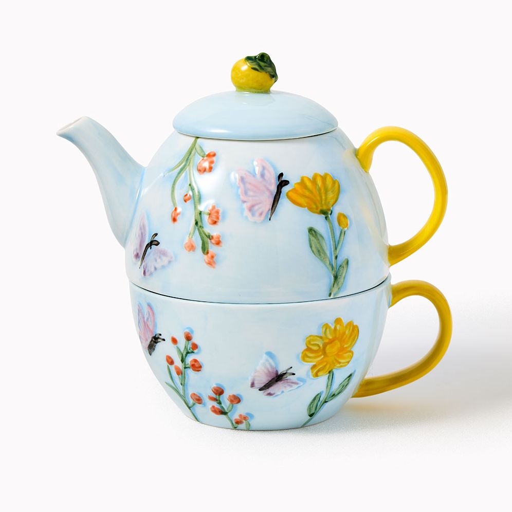 Floral Butterfly Teapot For One