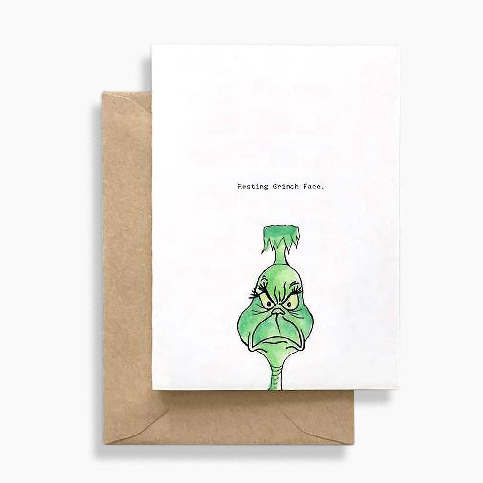 Resting Grinch Face Holiday Card