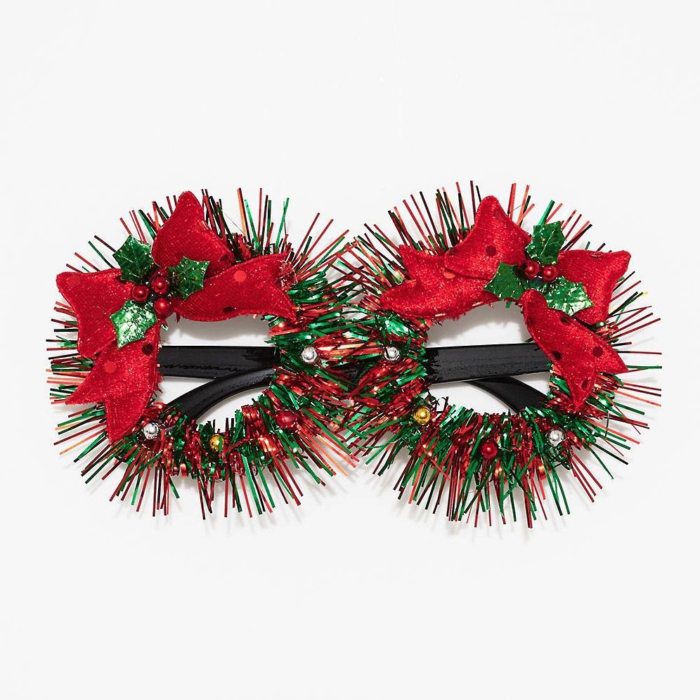 Holiday Tinsel Wreath Glasses