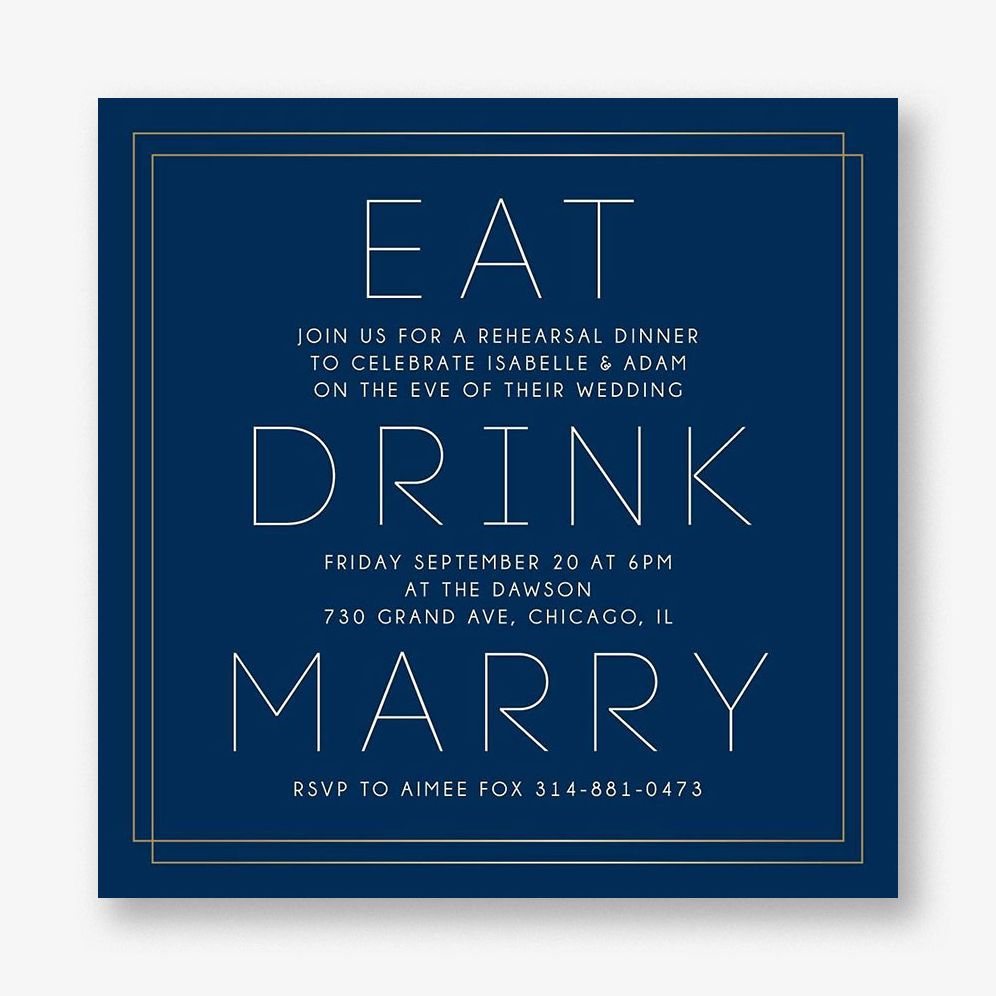 Eat Drink Marry Rehearsal Dinner Invitation