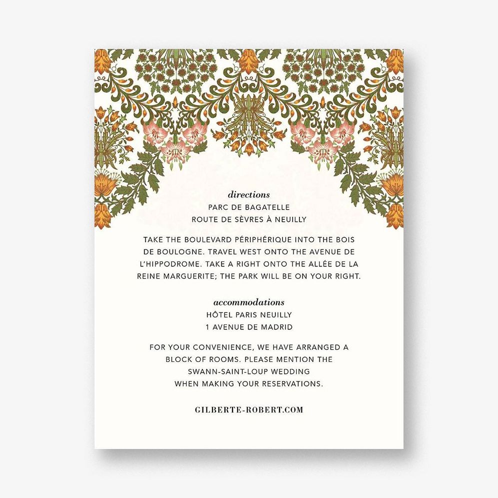 Floral Damask Information Card