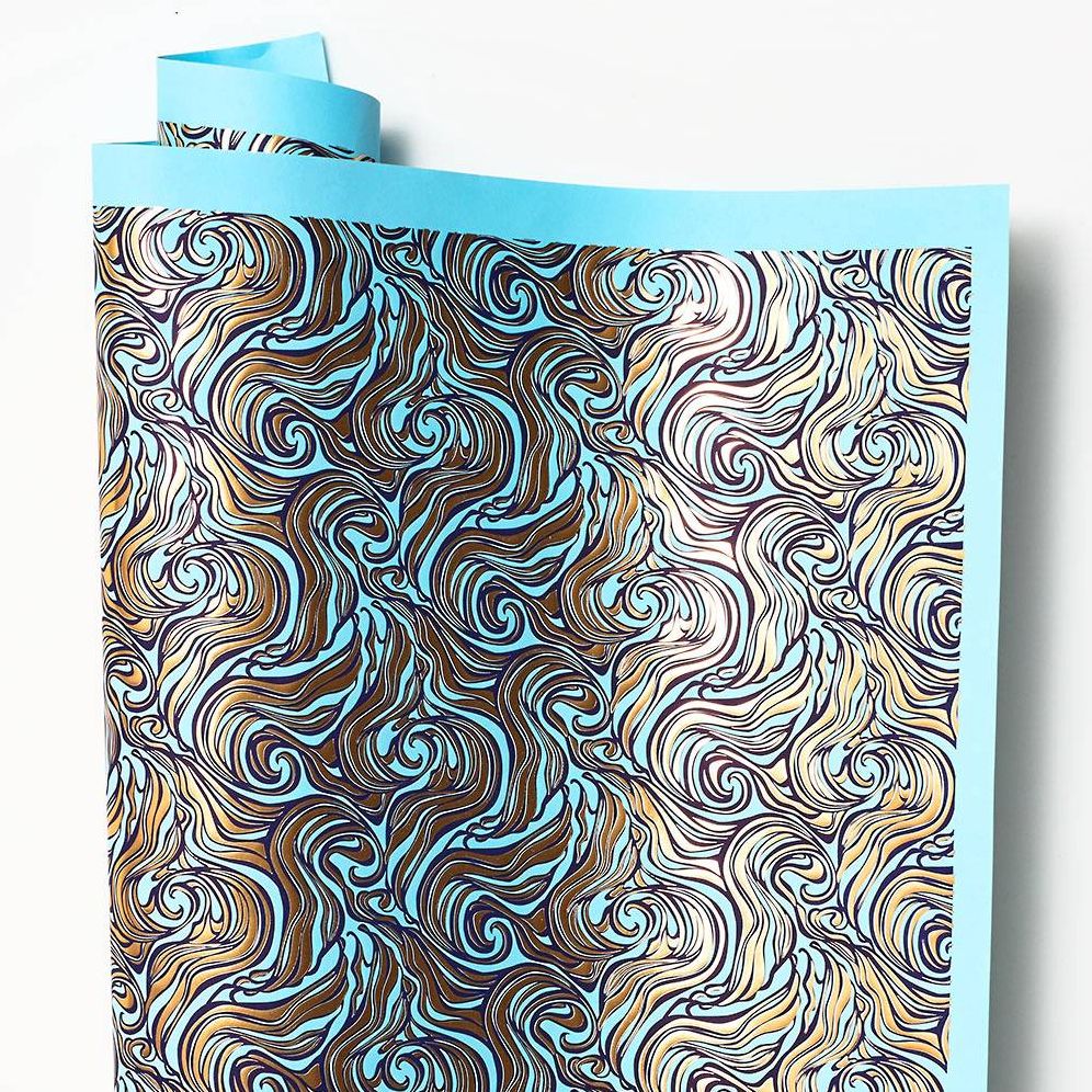 Gold Wavy Marble on Blue Fine Paper