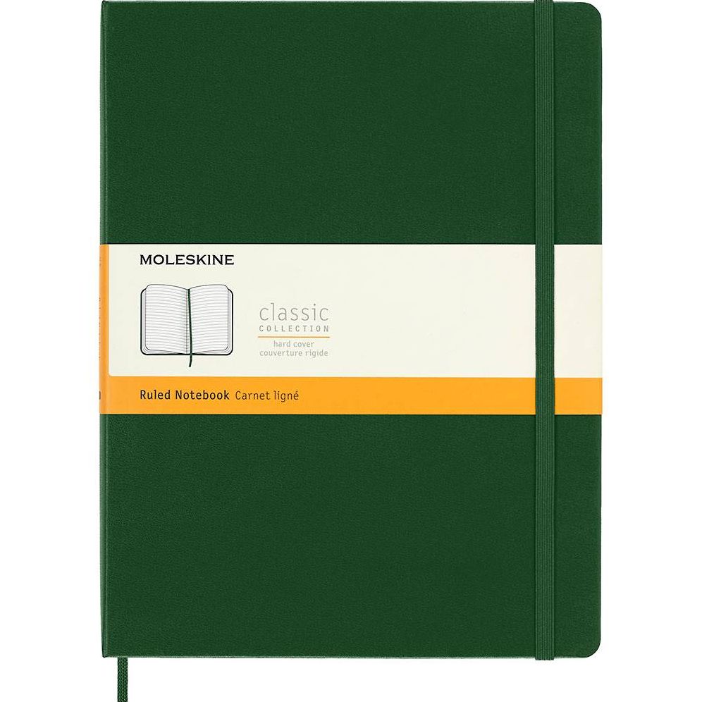 Moleskine Notebook, Extra Large, Ruled, Myrtle Green, Hard Cover (7.5 x 9.75)