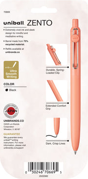 uniball? Zento Liquid Gel RT, Medium Point 0.7mm, Dawn Barrel, Black Ink 5pc