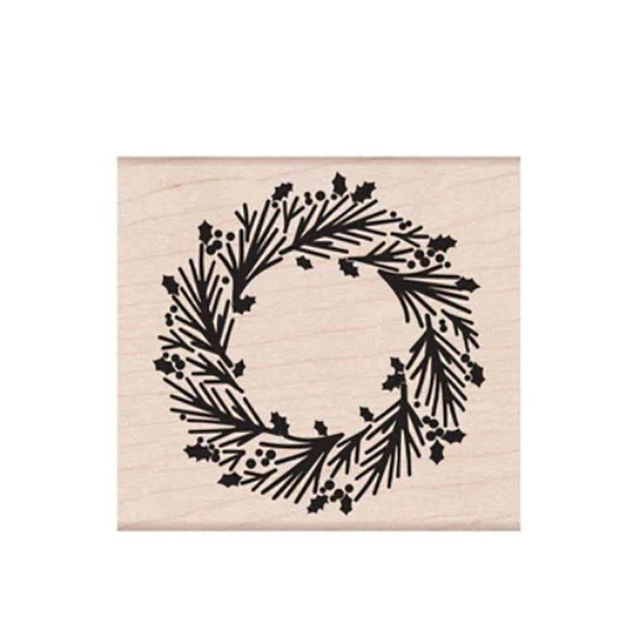 Graphical Wreath Wood Block Stamp