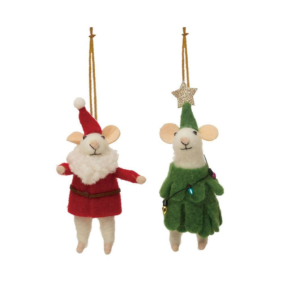Wool Felt Holiday Outfit Mouse Ornament