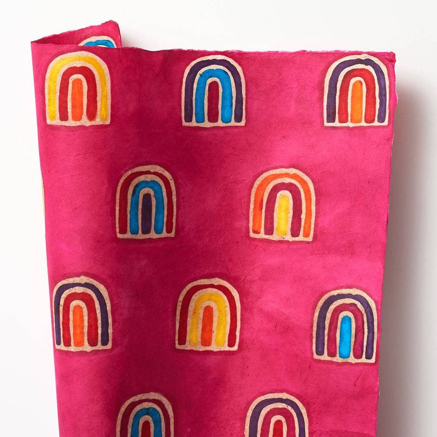 Rainbows on Magenta Handmade Paper