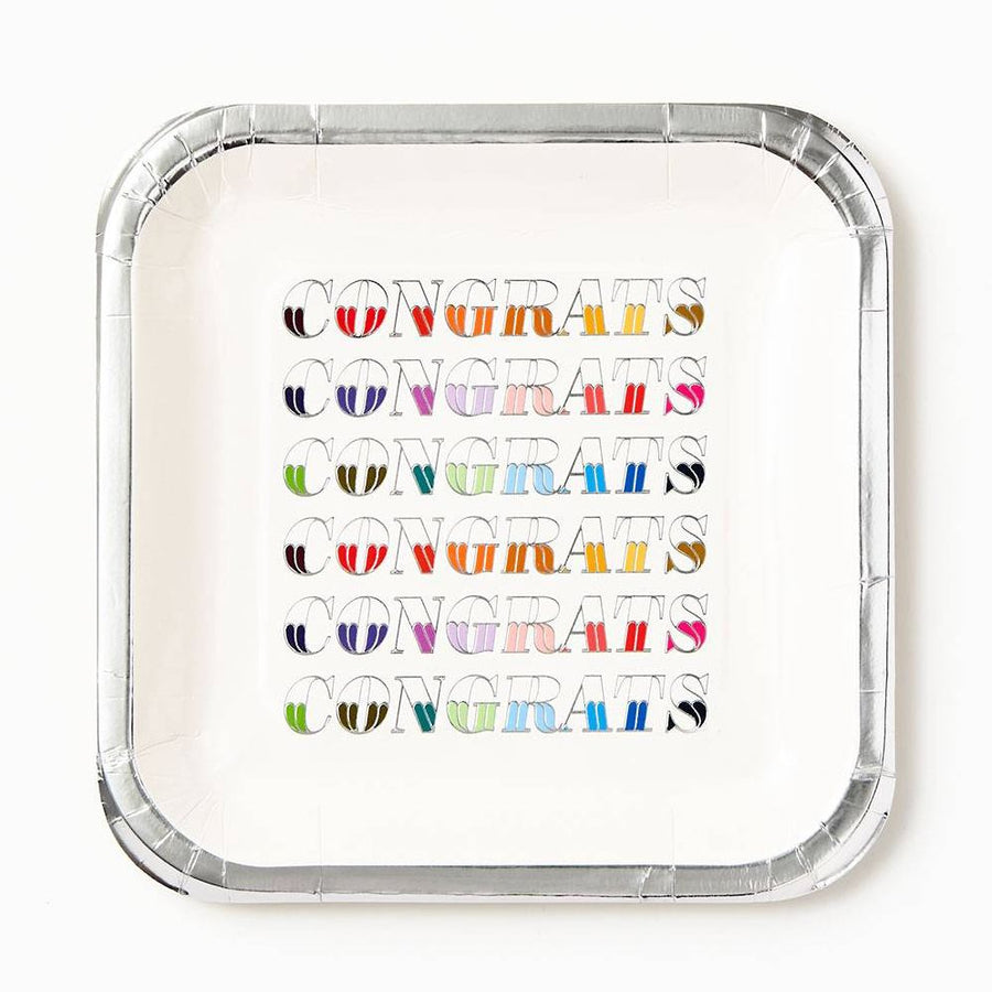 Colorful Congrats Square Plates