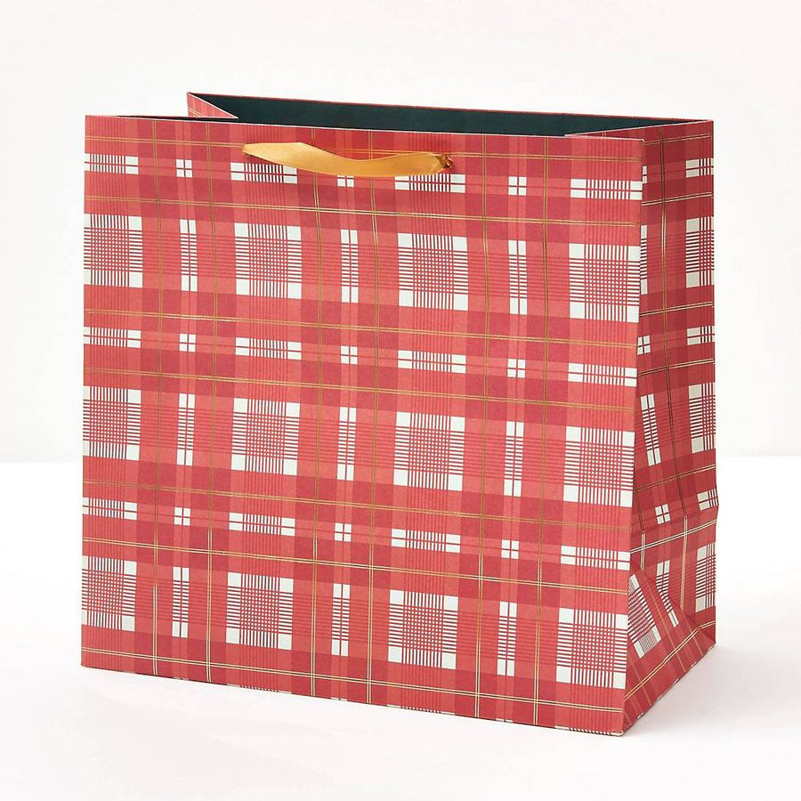 Red & Green Large Plaid Gift Bag