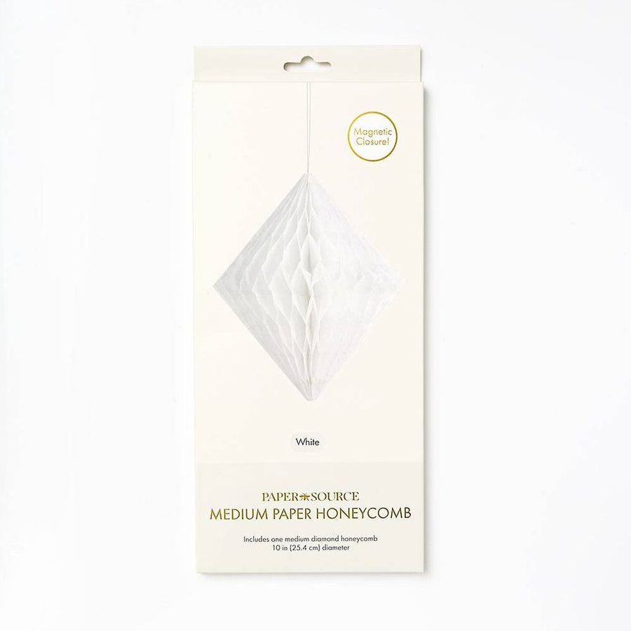 Diamond Paper Honeycomb Ball,White,Medium, 10inches