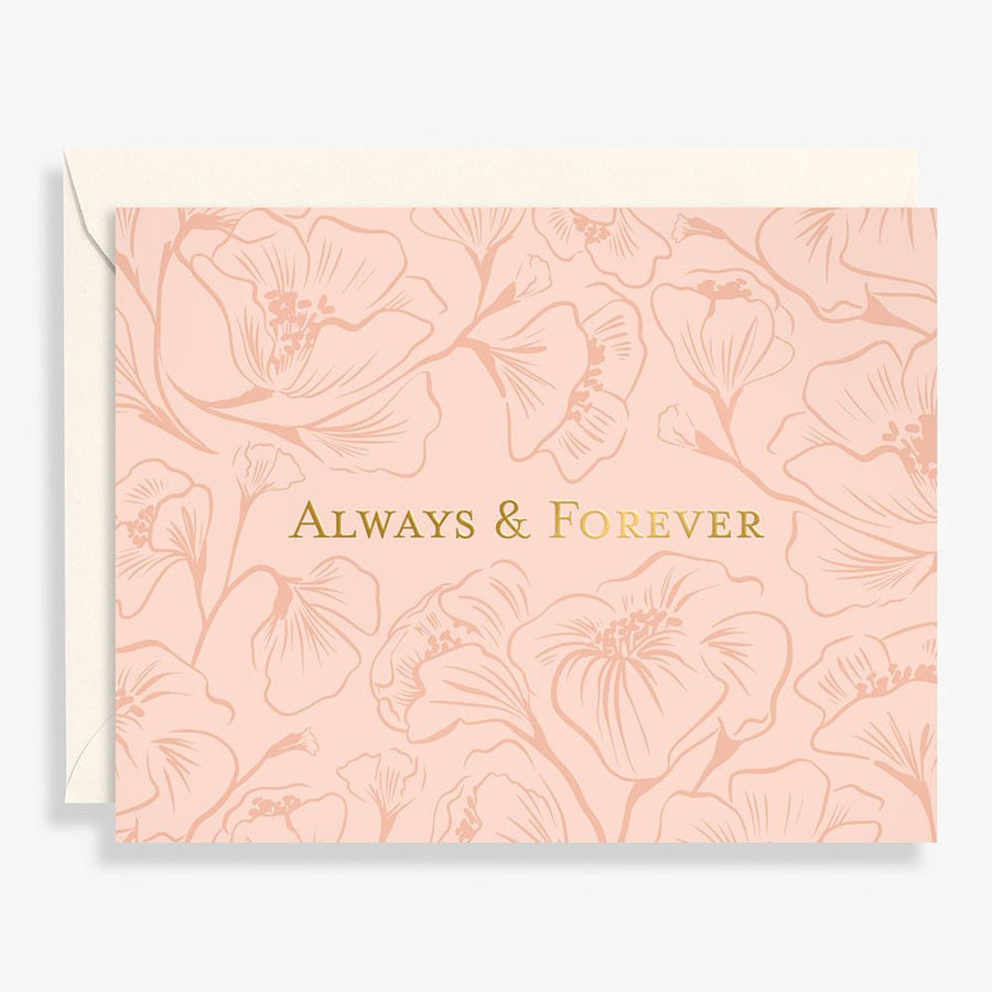 Always and Forever Floral Letterpress Wedding Card