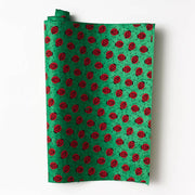 Lady Bugs On Green Handmade Paper