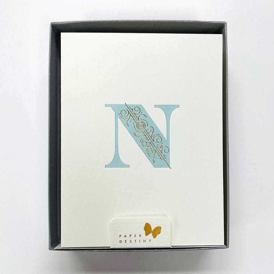 Monogram Letterpress N Stationery Set
