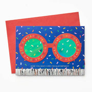 BDAY OFF/EMBL A6 Diecut Holo Birthday Glasses FLD