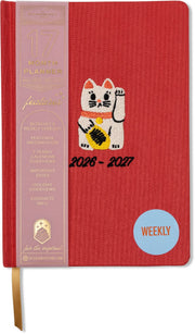 2026-2027 Embroidered Lucky Cat Weekly Desk Planner