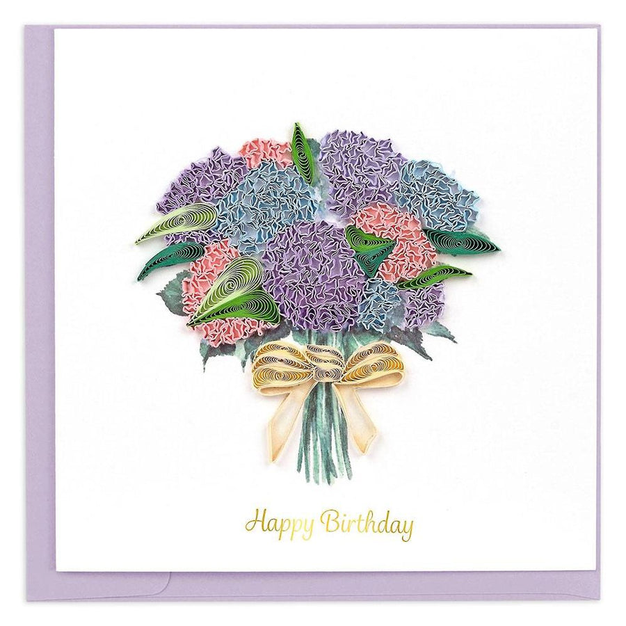 Quilled Birthday Hydrangea Bouquet Greeting Card