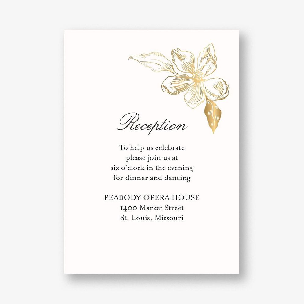Etched Floral Wedding Reception Card