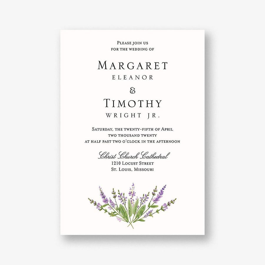 English Lavender Wedding Invitation