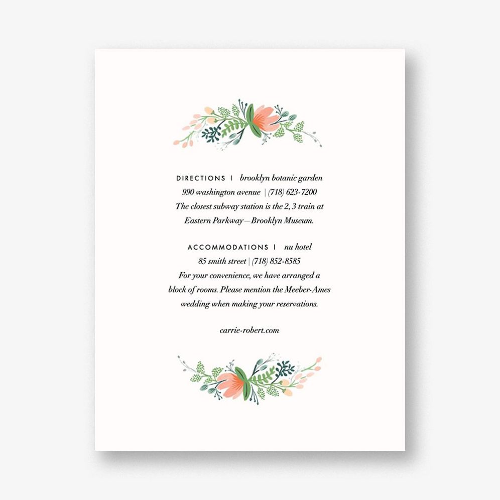 Wrapped in Wildflowers Information Card