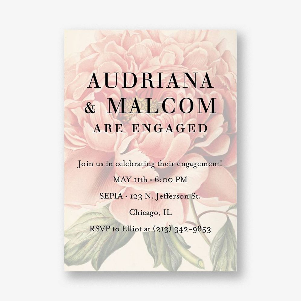 Peony Overlay Engagement Party Invitation