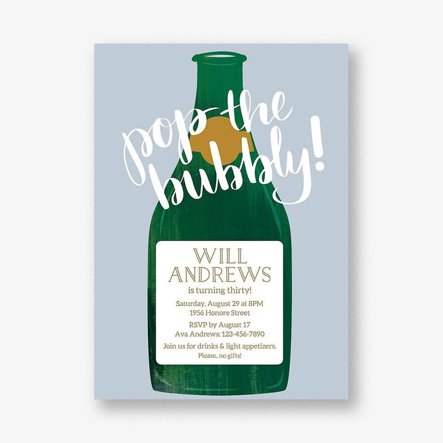 Pop the Bubbly Birthday Party Invitation