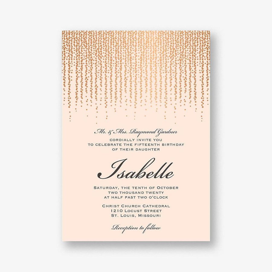 Chandelier Foil Quinceañera Invitation