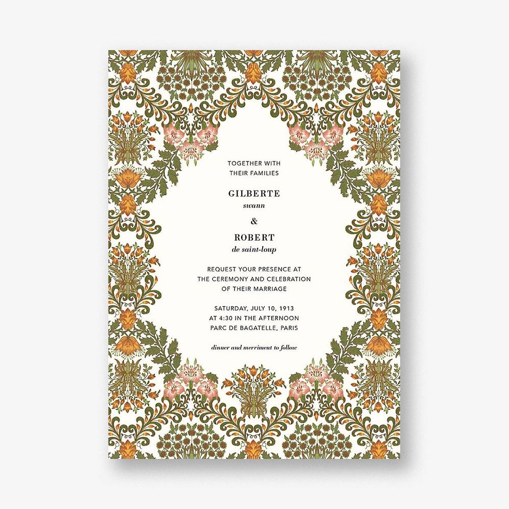 Floral Damask Wedding Invitation