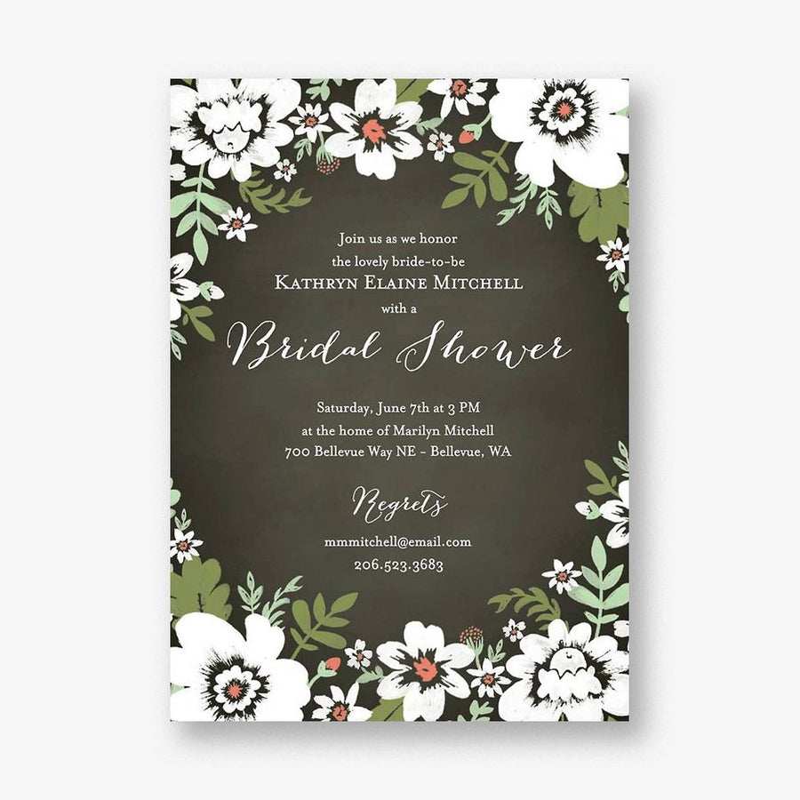 Chalk Floral Bridal Shower Invitation