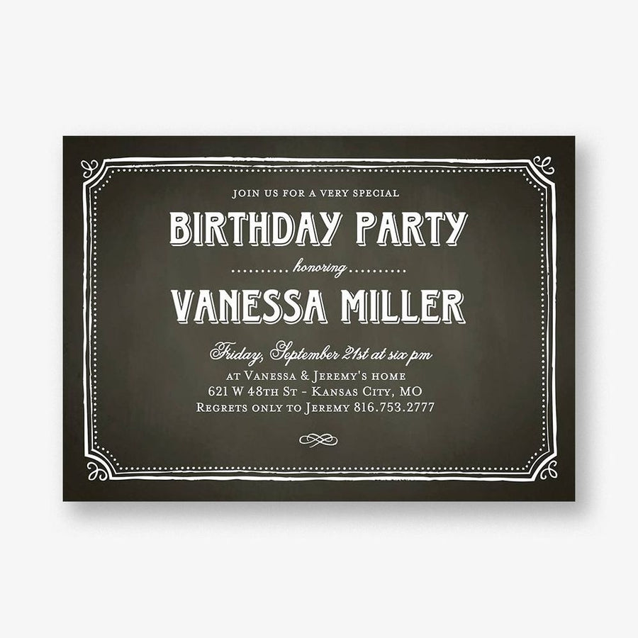 Chalk Border Birthday Party Invitation