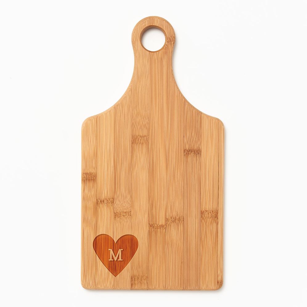 Filled Heart Paddle Cutting Board