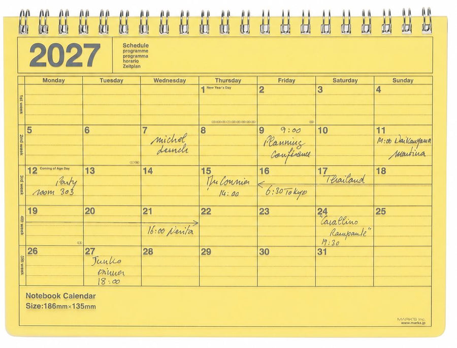 2027 Marks Yellow Jan Start S Weekly Desk Planner
