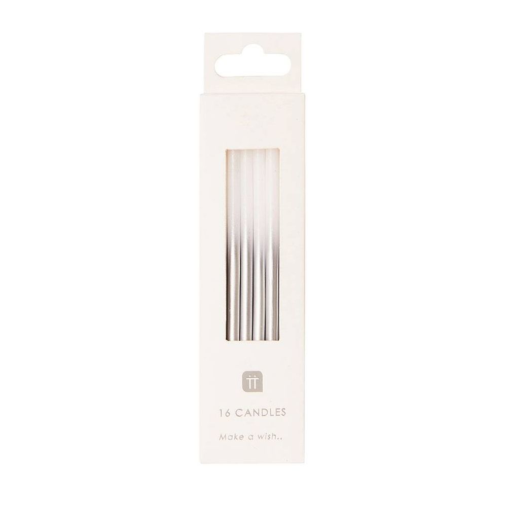 Tall Silver Metallic Ombre Candles