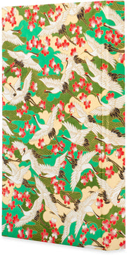 Essential Medium Lined Notebook Red Blossom / Cranes / Green