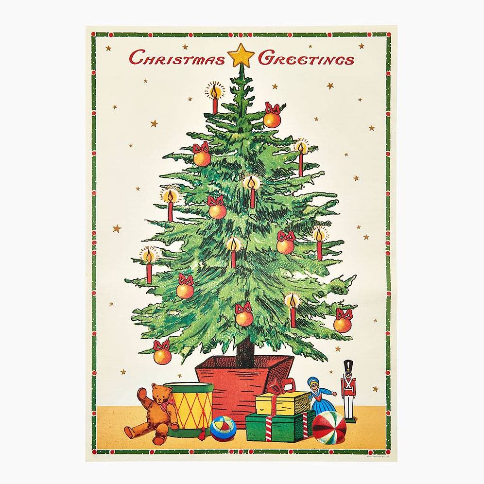 Vintage Christmas Tree Flat Wrap